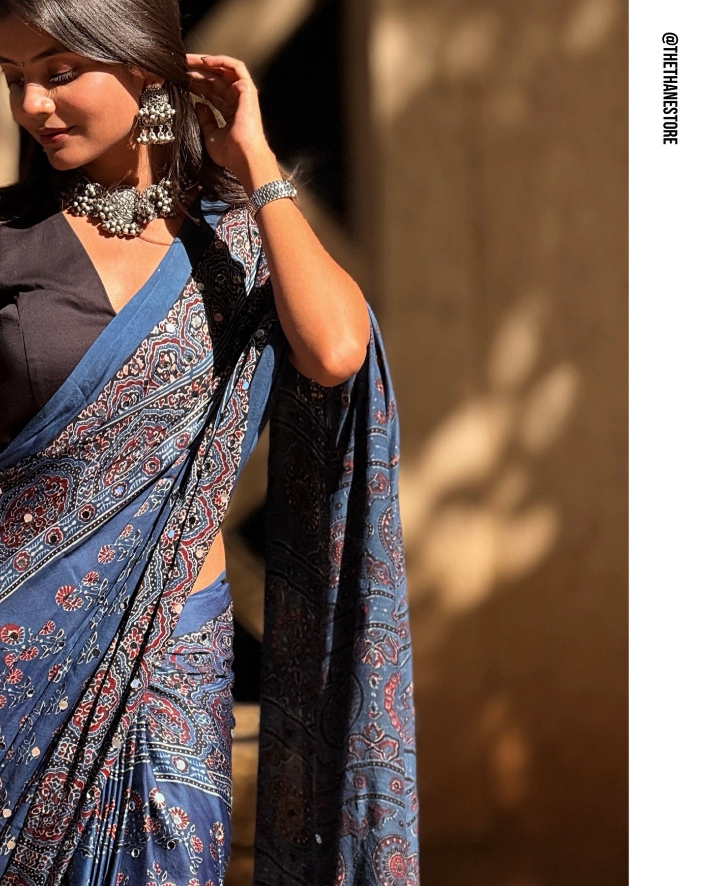 Neelakshi Glitter Ajrakh Modal Silk Saree {Ship Start 15 March}